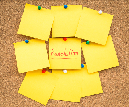 Sticky blank note resolutions for new year with space for text.の写真素材