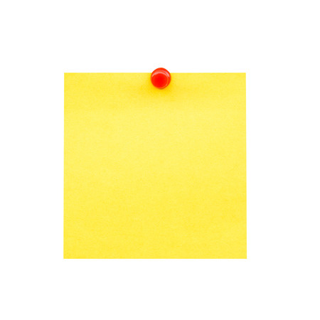 Sticky yellow blank note and pin on isolatedの写真素材