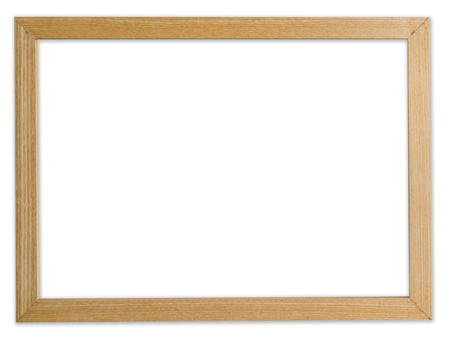 wood frame photo on isolated white background with clipping path.の写真素材
