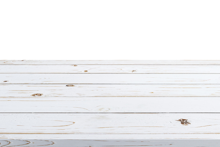 white wood table paint on isolate white background.の写真素材