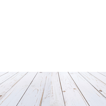 white wood table paint on isolate white background.の写真素材