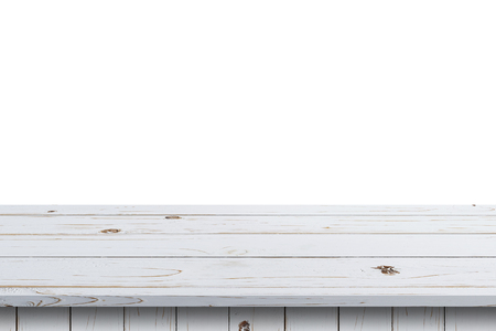 white wood table paint on isolate white background.の写真素材