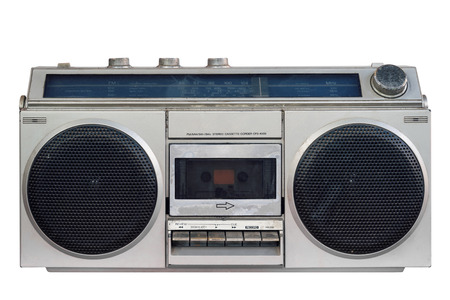 vintage stereo on isolated white with clipping path.の写真素材