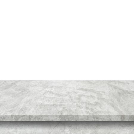 Empty cement table on isolated white background with copy space and display montage for product.の写真素材