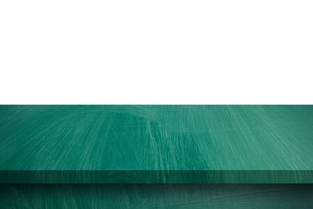 Empty green wood table on isolate white background and display montage with copy space for product.の写真素材