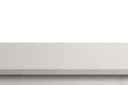 Empty cement table on isolated white background with copy space and display montage for product.の写真素材
