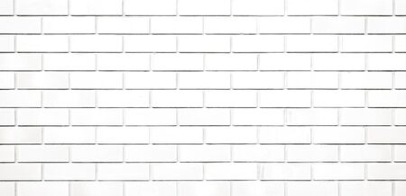 Panorama white brick wall texture and backgroundの写真素材