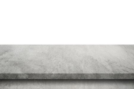 Empty cement table on isolated white background with copy space and display montage for product.の写真素材