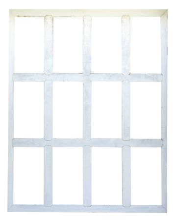 White wood window frame isolated on white backgroundの写真素材