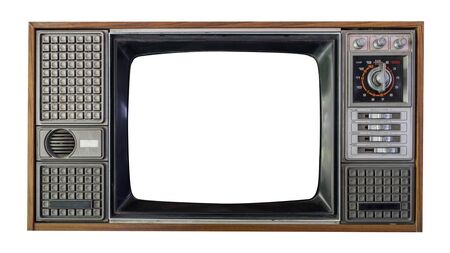 Retro old television isolated on white backgroundの写真素材