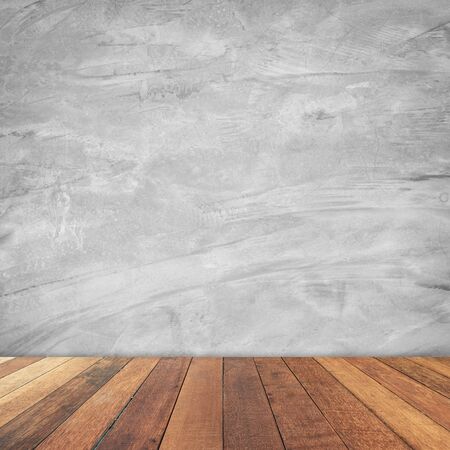 old room cement wall interior vintage and wood floor background.の写真素材