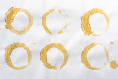 coffee and tea stains on paper backgroundの写真素材