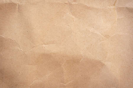 Close up crumpled brown paper texture and backgroundの写真素材