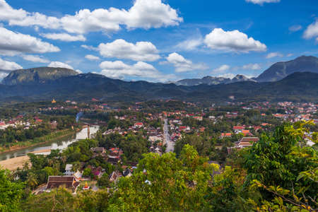 High Angle View beautiful landscape in luang prabang, Laos.の写真素材