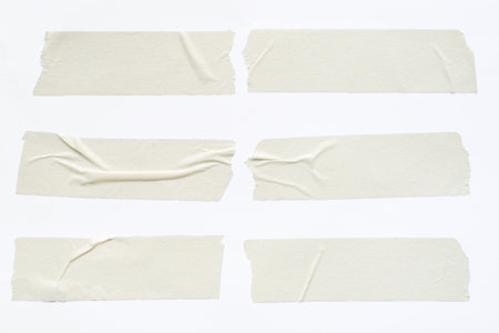 close up of adhesive tape wrinkle set on white backgroundの写真素材
