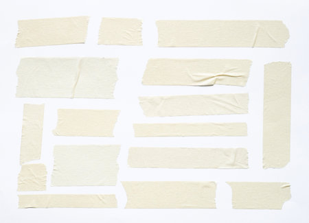 close up of adhesive tape wrinkle set on white backgroundの写真素材