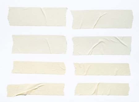 close up of adhesive tape wrinkle set on white backgroundの写真素材