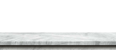 Empty cement table on isolated white background with copy space and display montage for product.の写真素材