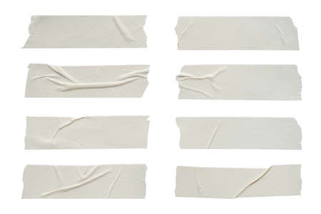 close up of adhesive tape wrinkle set on white backgroundの写真素材