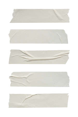 close up of adhesive tape wrinkle set on white backgroundの写真素材