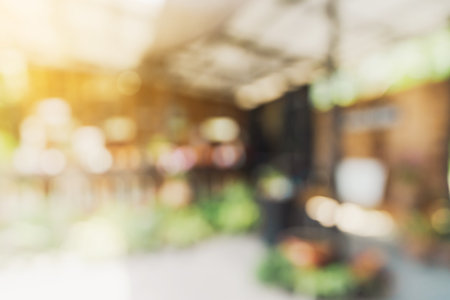 Abstract blurred light table in coffee shop and cafe with bokeh background. product display template.の写真素材