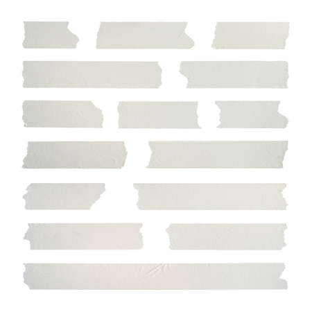 Close up of adhesive tape wrinkle set on isolate white backgroundの写真素材