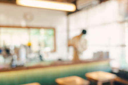 Abstract blur and defocused interior coffee shop or cafe for background.の写真素材