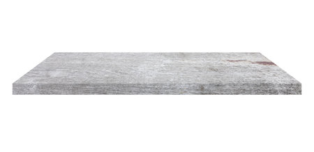 Wooden shelf on isolated white background with spaceの写真素材