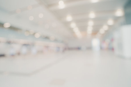 Abstract blur airport interior for background with spaceの写真素材