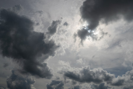 Dramatic storm clouds on sky, Natural backgroundの写真素材