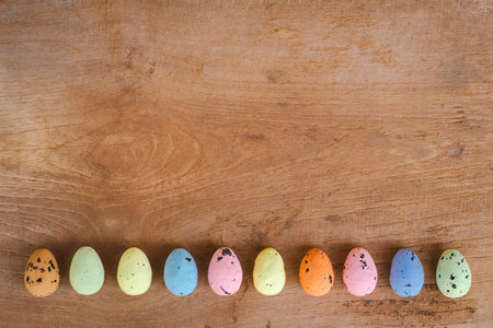 Above easter on wooden background with copy spaceの写真素材