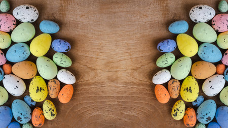 Above easter on wooden background with copy spaceの写真素材