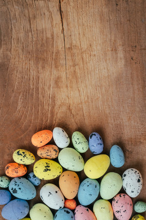 Above easter on wooden background with copy spaceの写真素材