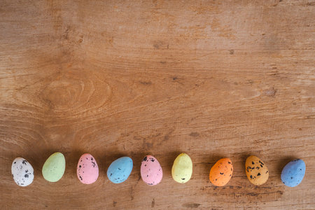 Above easter on wooden background with copy spaceの写真素材