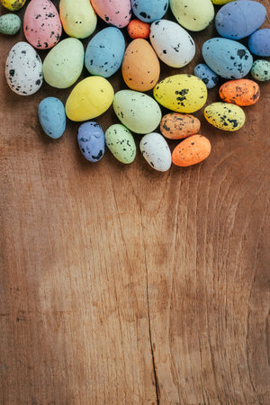 Above easter on wooden background with copy spaceの写真素材