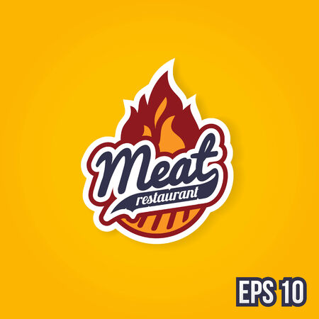 Retro barbecue grill label design conceptのイラスト素材