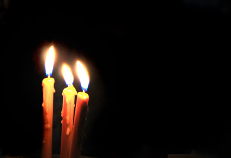 candle bright in the nightの写真素材