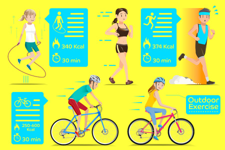 People who exercise outdoors in the city. Flat Graphics style.のイラスト素材