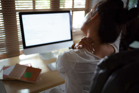 Asian woman working from homeの写真素材