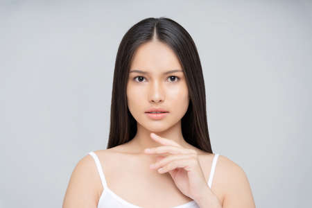 Beautiful woman asian face close up.の写真素材