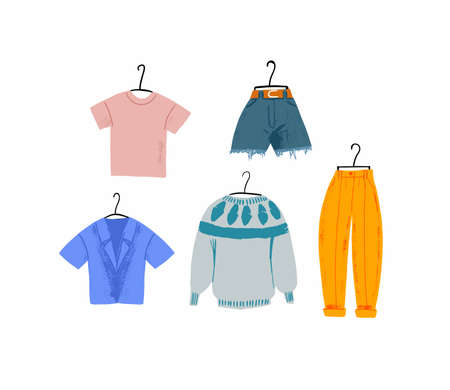 Set of fashionable collection of womens wardrobe.のイラスト素材