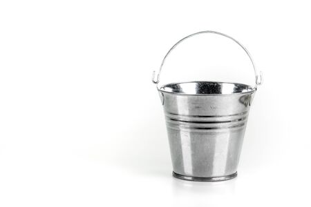 Small galvanized bucket on white background.の写真素材