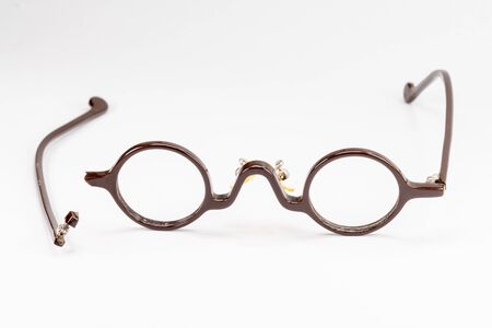 Vintage round glasses isolated on white background.の写真素材