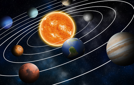 Solar system model, Elements of this image furnished by NASAの写真素材