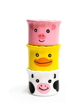 Three fancy potsの写真素材