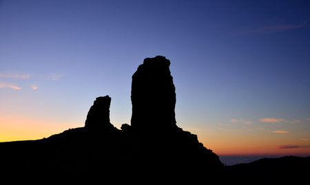 Roque Nublo at sunset, Canary islandsの写真素材