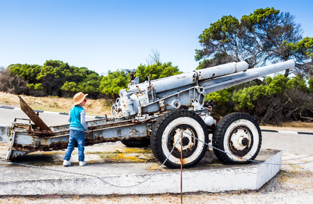 Rusty old howitzer on Robben Island, South Africaの写真素材