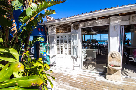 CAPE TOWN , SOUTH AFRICA - 03 JANUARY 2019: Hemingway Bar at the Cape to Cuba Restaurant in Kalk Bay, Western Cape, South Africaのeditorial素材