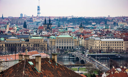View of Prague's Historic Center from the Castle. Czech Republic, Europe