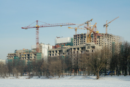 Moscow, Russia - February 6 2014  Construction of Vynogradnyj residential complex, Izmaylovo district のeditorial素材